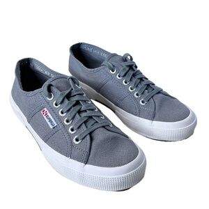 Superga Canvas Tie Lace Up Sneaker Shoes in Gray